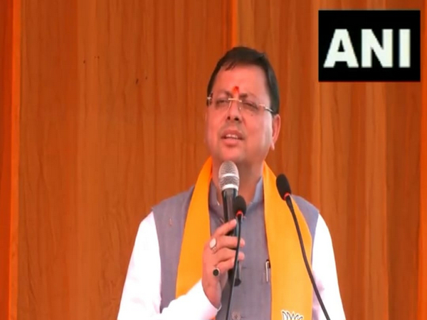 Uttarakhand Chief Minister Pushhkar Singh Dhami addressing the road show (Photo/ANI)