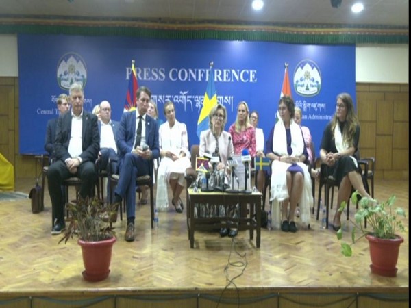A Swedish parliamentary delegation holds Press Conference in Dharamshala on September 2 (Photo/ANI)