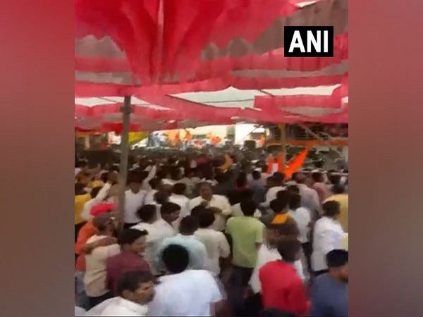 Protestors in Jalna protesting for Maratha reservation (Photo/ANI)