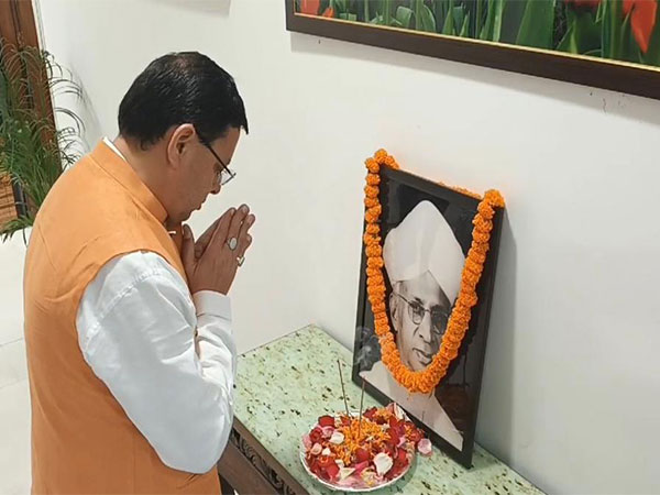 Chief Minister Pushkar Singh Dhami pays respects to Sarvepalli Radhakrishnan (Image/ANI)