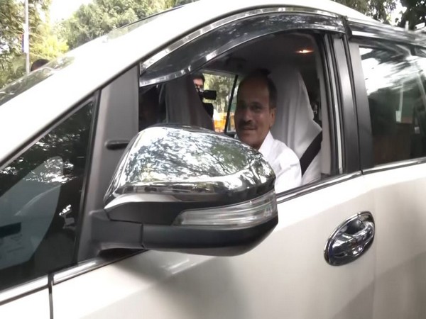 Congress leader Adhir Ranjan Chowdhury arrives at 10, Janpath (Photo/ANI)