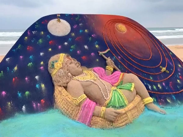 Sand art created by renowned sand artist Sudarsan Pattnaik
