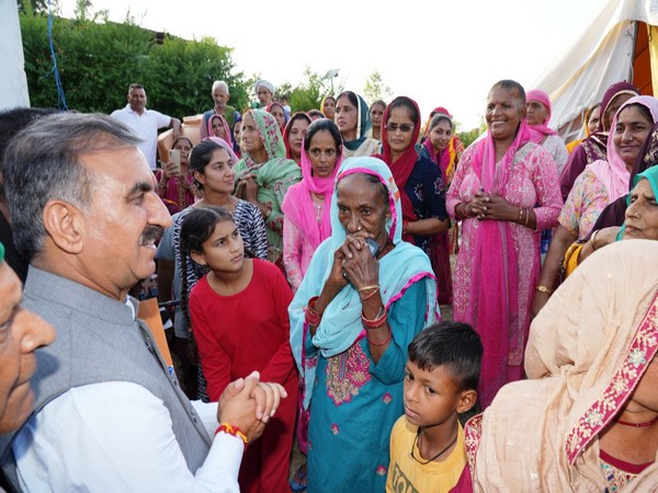 Himachal  Pradesh Chief Minister Thakur Sukhvinder Singh Sukhu reviews relief and rehabilitation work in Himachal Pradesh's Kangra (Photo/ANI)