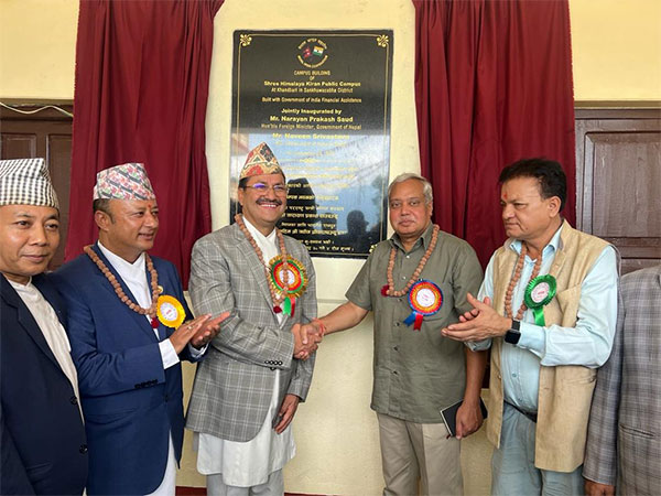 Nepal's Foreign Minister Narayan Prakash Saud inaugurating the India funded campus building (Indian Embassy in Nepal)