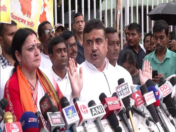 BJP leader Suvendu Adhikari and Agnimitra Paul (Photo/ANI)