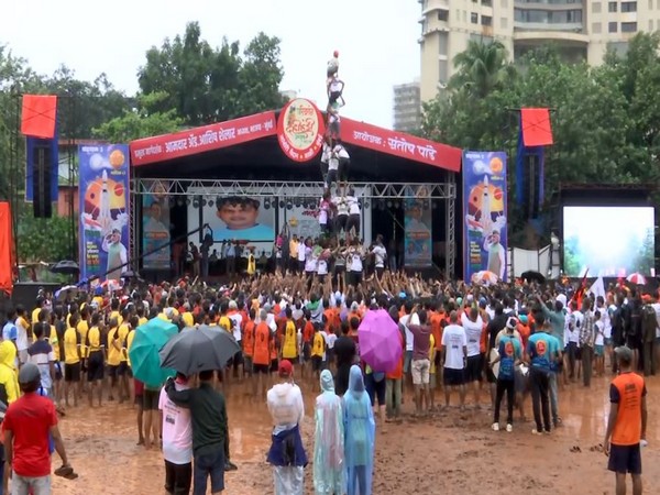 Earlier visuals of Dahi Handi celebration at Worli (Photo/ANI)