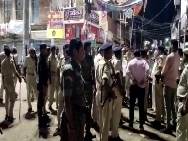 Visuals of police force at the spot where stone pelting was done(Photo/ANI)