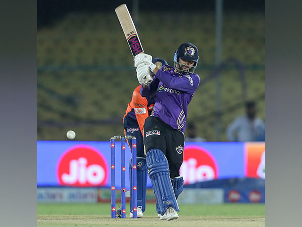 Lucknow Falcons' Shaurya Singh in action against Gorakhpur Lions during UPT20 (Image: UPT20/UPCA)