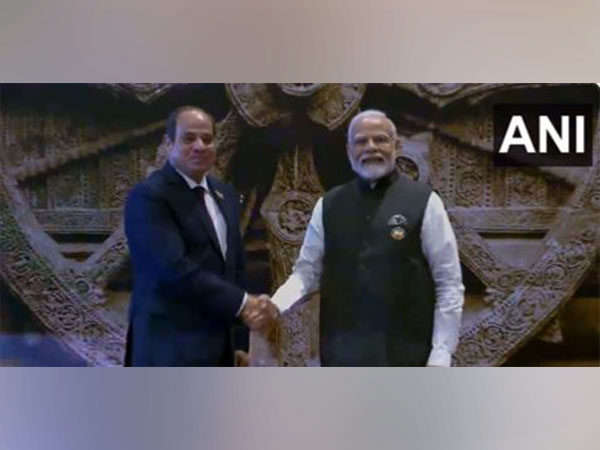 PM Narendra Modi shakes hand with Egyptian President
