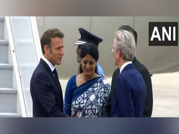 French President Emmanuel Macron arrives in India (Photo/ANI)
