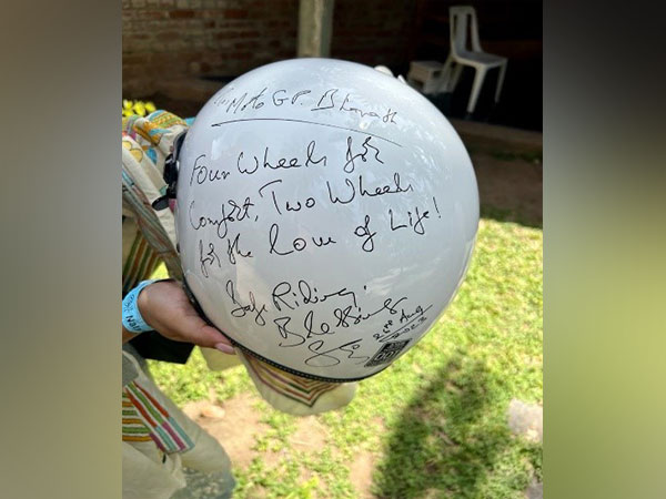 The helmet signed by Sadhguru. (Photo- MotoGP Bharat)
