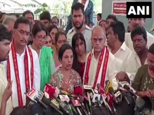 Andhra Pradesh Chief Minister N Chandrababu Naidu wife Nara Bhuvaneshwar (Photo/ANI)