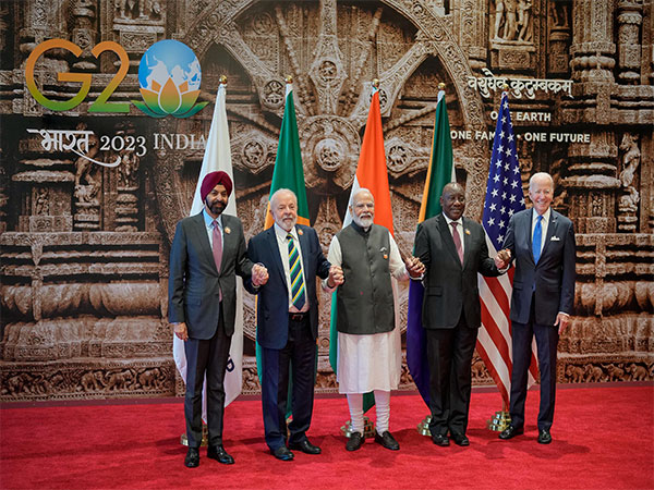World bank Chief Ajay Banga, Brzil President Lula da Silva, PM Modi, South Africa President Cyril Ramphosa and US President Joe Biden (Left to Right) (Credit: X/@POTUS)