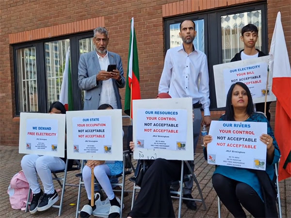 Kashmiri diaspora unites to protest for Gilgit Baltistan and PoK in Birmingham (Photo/ANI)