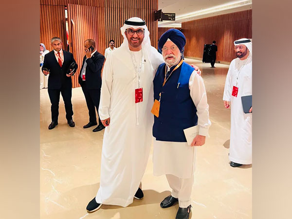 Union Minister Hardeep Singh Puri and COP28 President-designate Sultan Al Jaber. (Photo: X//@HardeepSPuri)