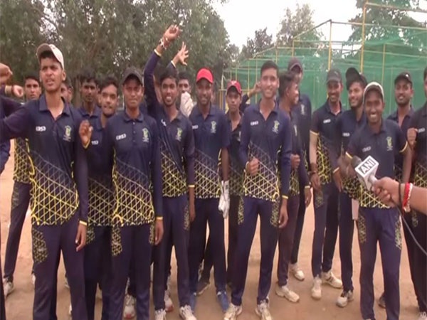 Players at a cricket academy in Ranchi extend their support to team India (Photo/ANI)