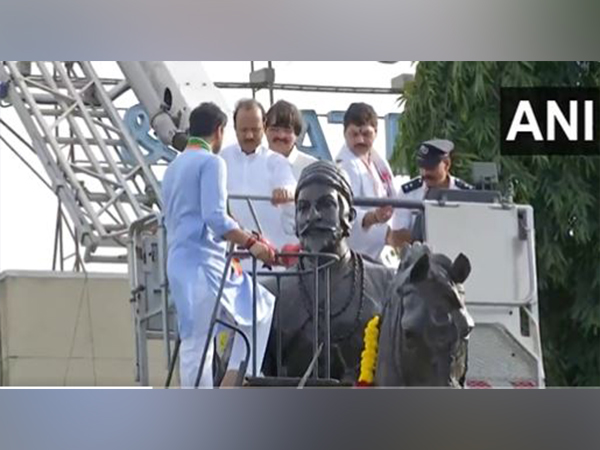 Maharashtra Deputy CM Ajit Pawar paying tribute to Chhatrapati Shivaji Maharaj. (Photo/ANI)