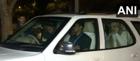 Union Home Minister Amit Shah arrives at JP Nadda residence (Photo/ANI)