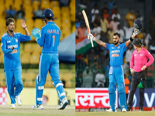 Kuldeep Yadav, KL Rahul and Virat Kohli (Photo: BCCI/ Twitter)