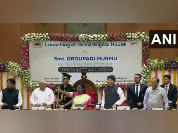 President Murmu launches NeVA Digital House project of Gujarat legislative assembly. (Photo/ANI)