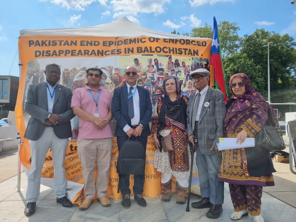 President of Baloch Voice Association, Munir Mengal, with other heads of human rights organisations at 53rd Session of UNHRC in Geneva. (Photo/ANI)