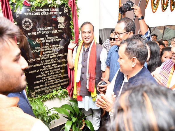 Assam Chief Minister Hemanta Biswa Sarma and the Chief Minister of Meghalaya Tuliram Ronghang inaugurates the 'Shillong Karbi Hemtun' ( Credit: Twitter / @CMOfficeAssam