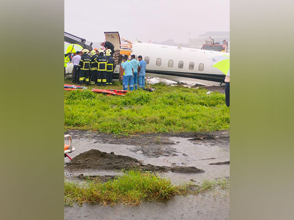 Private jet skidds off at Mumbai airport (Photo/ANI) 