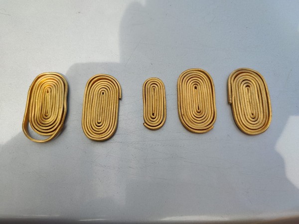 Special Task Force (STF) Assam Police recovered five pieces of gold wire (Photo/ANI)