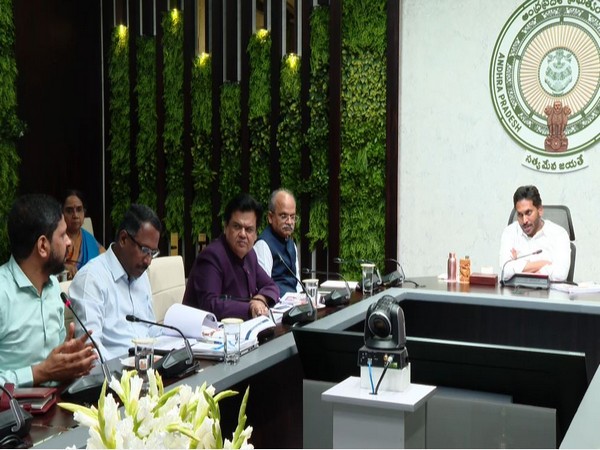 Chief Minister YS Jagan Mohan Reddy holding meeting with officials of education department (Photo/ANI)