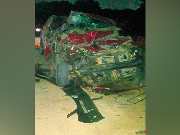 A photo of the damaged car in the accident. (Photo/ANI)