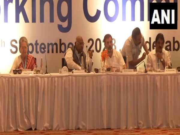 Congress President Mallikarjun Kharge with Sonia Gandhi and Rahul Gandhi (Photo/ANI)