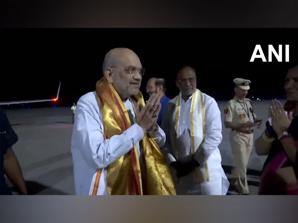 Union Home Minister Amit Shah arrives in Hyderabad. (Photo/ANI)