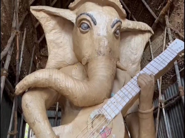 The Ganesh idol made by students using eco-friendly material. (Photo/ ANI)