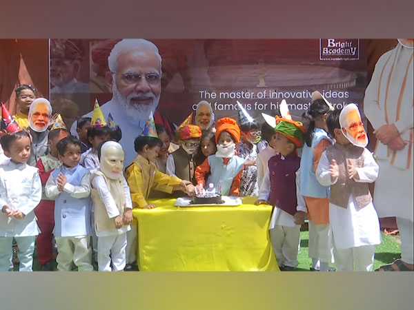Visuals of children celebrating PM Modi's birthday in Siliguri (Photo/ANI)