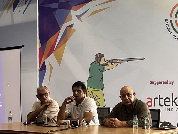 NRAI Secretary Rajiv Bhatia, VP Kalikesh Narayan Singh Deo and Secretary General Sultan Singh at Karni Singh Shooting Range (Image: NRAI)