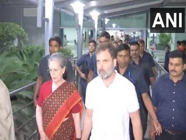 Sonia Gandhi and Rahul Gandhi coming out of the Airport in Delhi (Photo/ANI)