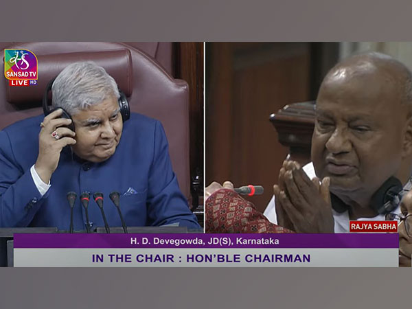 Rajya Sabha Chairman Jagdeep Dhankhar and former PM HD Devegowda (Photo Credit/Sansad TV)
