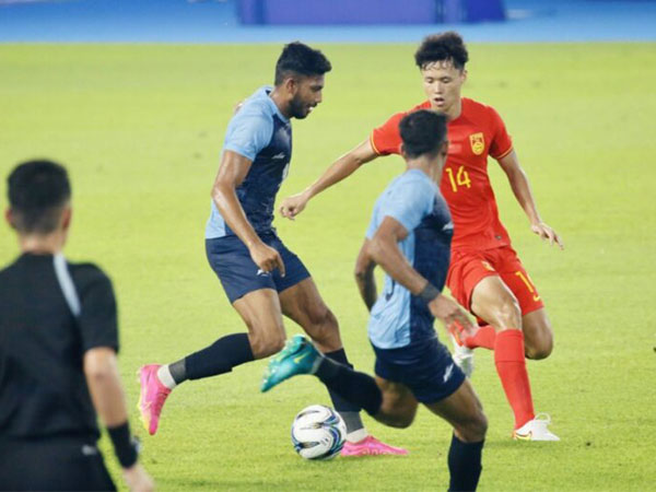 India and China teams in action. (Photo- AIFF)