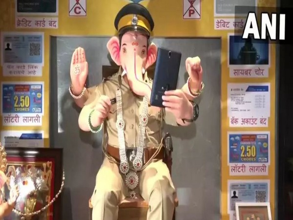 Cyber Ganesh at a pandal made by Cyber Cell of Surat Police (Photo/ANI)