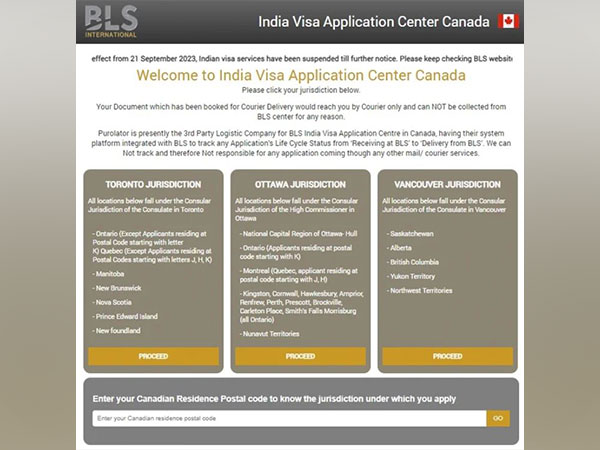 BLS international India Visa application page for Canada (Photo/Screen Grab from Website)