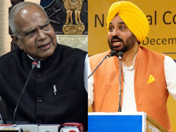 Punjab Governor Banwarilal Purohit and CM Bhagwant Mann (File Photo/ANI) 