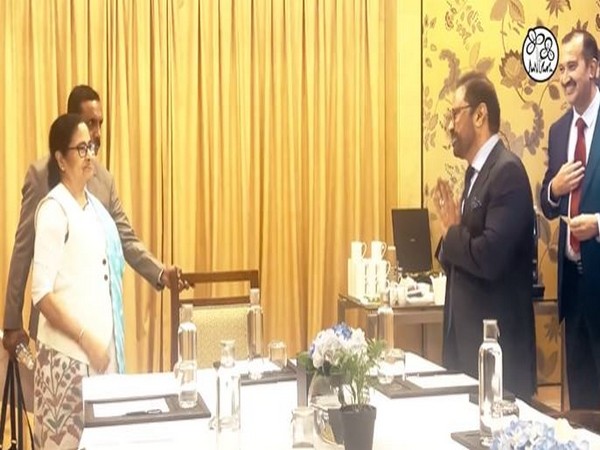 West Bengal Chief Minister Mamata Banerjee meets Lulu Group International Executive Director Ashraf Ali in Dubai (Photo credit/ AITC 'X' handle)