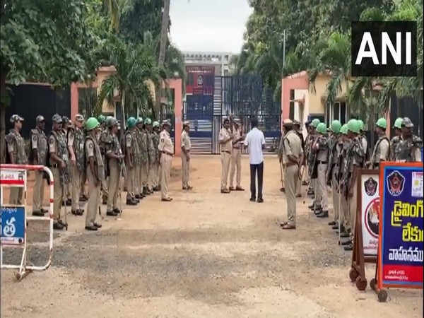 Visuals from outside of Rajahmundry Central Prison, Andhra.(Photo/ANI)