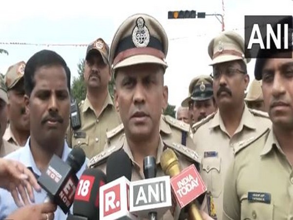 DIG M B Boralingaiah at Mandya protest site (Photo/ANI)