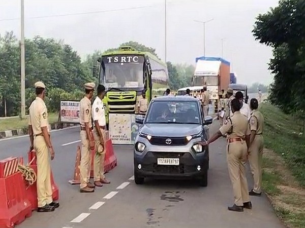 Vehicle checking at Andhra-Telangana border. (Photo/ANI)
