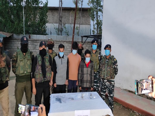 Terror module busted in Jammu and Kashmir's Kulgam with arrest of five LeT terrorists (Photo- J-K police)