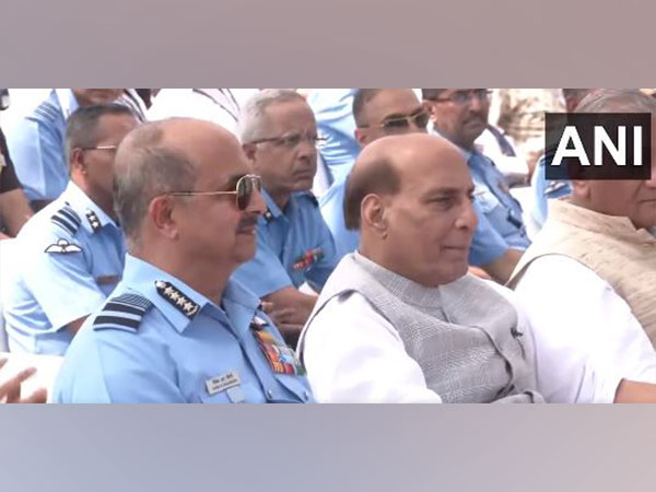 Defence Minister Rajnath Singh with Air Chief Marshal VR Chaudhari. (Photo/ANI)