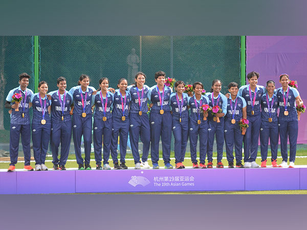 India women's cricket team at the podium (Image: IOA)  