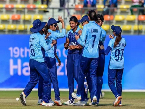 India women's cricket team in action on Monday. (Image: IOA)