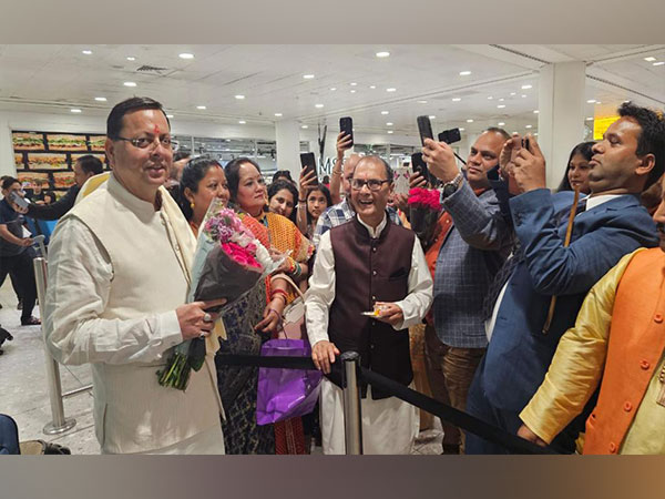 Uttarakhand CM Dhami at London Airport (Photo/ANI)
